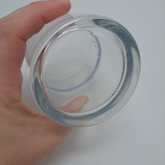 Vintage Clear Drinking Glass With Blue Floral Trim - Picture 9 of 9